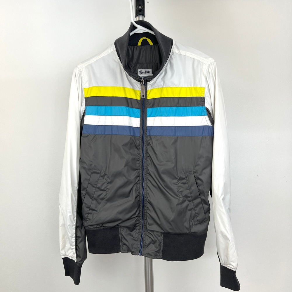 Dradotto by Garcia Mens Striped Windbreaker Bomber Jacket Grey White Multi Color
